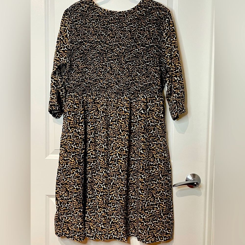 CW Classics Animal Print Smocked Bodice Midi Dress Size 2X With 3/4 Sleeves EUC - Picture 6 of 6